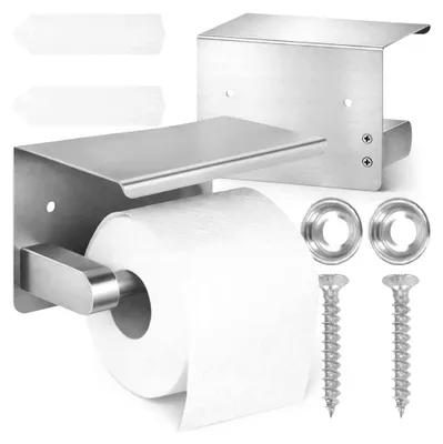 Produktbild von KANZA Toilettenpapierhalter mit Ablage Metall Silber