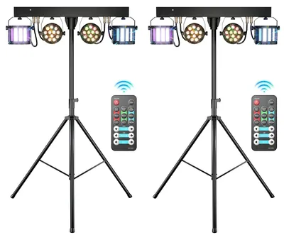 Produktbild von LED-Par-Leuchten – Bühnenbeleuchtung – DJ-Beleuchtung – Partybeleuchtung – RGBW-LED-Set – 2 Stück, EU-Stecker