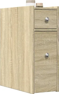 Obrázek produktu pro Maison Exclusive – Úzká koupelnová skříňka na kolečkách, dřevěný materiál Sonoma Oak