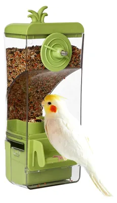 Produktbild von Automatischer Futterspender für Käfige mit Sitzstange für kleine Vögel wie Wellensittiche, Kanarienvögel, Nymphensittiche und Finken (Grün)