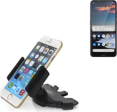 Produktbild von K-S-Trade CD Schlitz Halterung kompatibel mit Nokia 5.3 Autohalterung KFZ-Halter Radio Handy Halterung 360° drehbar schwarz