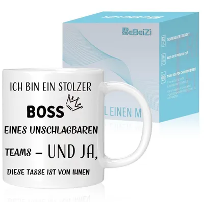 Image de Tasse "Chef Autoritaire" 330 ml, blanche. Idée cadeau pour un chef ou une cheffe