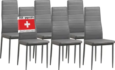 Produktbild von Krzesła do jadalni Albatros MILANO zestaw 6 sztuk, szare - tapicerowane krzesło z pokryciem z imitacji skóry, nowoczesny stylowy design przy stole jadalnym - krzesło kuchenne lub krzesło do jadalni o dużej nośności do 110 kg