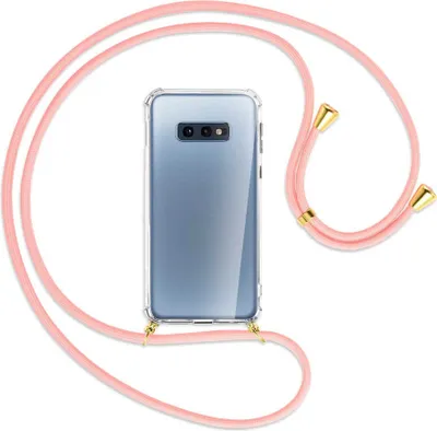 Produktbild von Handykette Backcover-Schutzhülle mit Band (Metall goldfarben) für Samsung Galaxy S10e - rosa