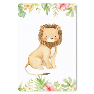 Produktbild von MuchoWow® Mauspad Mousepad Löwe - Dschungel - Blumen - Blätter 18x27 cm - Mousepads - Maus Mat - Pad - Mausunterlage