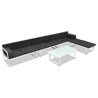 Produktbild von 5-tlg. Garten-Lounge-Set Textilene Aluminium Schwarz