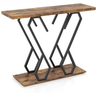 Image de Table console, table d'entrée étroite - Structure métallique - Longueur : 111 cm - Largeur : 40 cm - Design industriel moderne