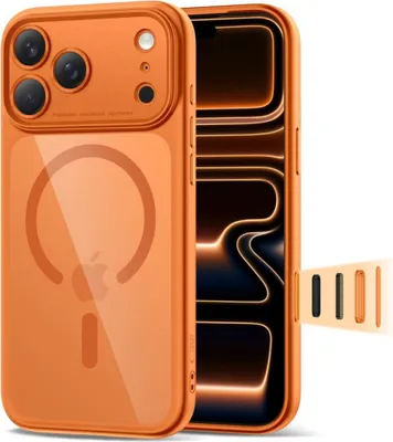 Produktbild von Tech-Protect 5906302333813, Cover, Apple, iPhone 17 Pro, 16 cm (6.3"), Orange, Transparent