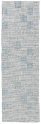Läufer, Kunstfaser, geometrisch, pflegeleicht, blau, 80x250 cm