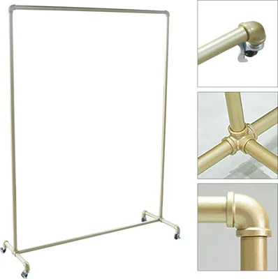 Image de Porte-manteau/portemanteau - Autoportant - Dimensions 120×40×160 cm - 4 roulettes pivotantes - Pour couloir/entrée/chambre à coucher - Or