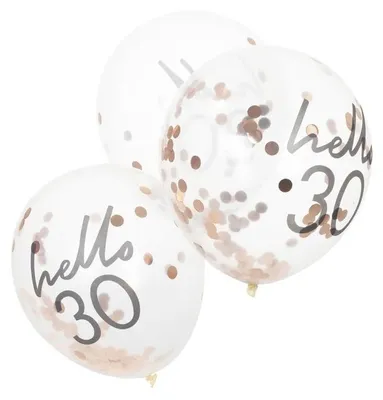 Produktbild von 5 Hello Thirty Konfettiballons 30cm