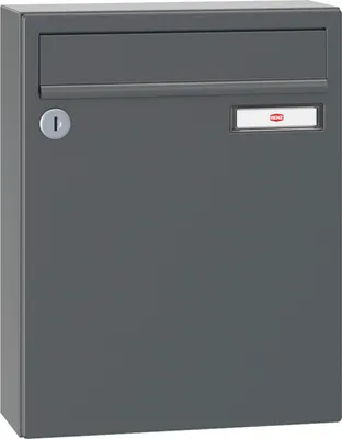 Produktbild von Renz Briefkasten mit Namensschild 260x330x100mm - robuster Aufhängebriefkasten Serie 17, Stahl anthrazitgrau RAL 7016