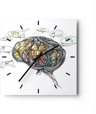 Produktbild von Wanduhr - Quadrat - Glasuhr - Gehirn Bildung Experiment Illustration - 40x40cm - Schleichendes Uhrwerk - Lautlos - zum Aufhängen bereit - Dekoration Modern - Wanddekoration aus Glas - C3AC40x40-2975