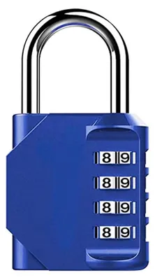Immagine prodotto di Luchetto a combinazione a 4 cifre, colore blu, resettabile, adatto per armadietti, scatole degli attrezzi, armadi