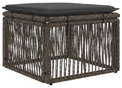 Image de vidaXL Pouf gris en polyrotin