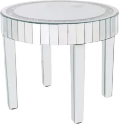 Zdjęcie produktu dla Okrągły stolik kawowy Crystal - Stolik boczny do salonu - Kryształowy design - Stoliki boczne