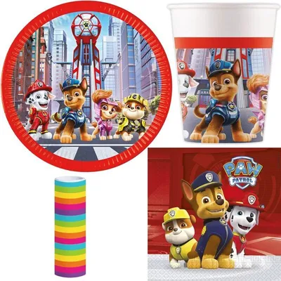 Produktbild von Partyset Paw Patrol The Movie Kindergeburtstag Einweggeschirr Party Deko