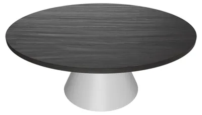 Image de Artù White - Table de salle à manger ronde ⌀ 120 cm en bois stratifié avec base conique en métal-Noir