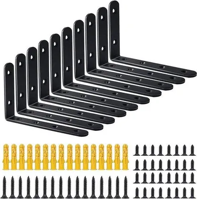 Produktbild von Schwarze Wandablage L-Form 10 Stück 125x75mm