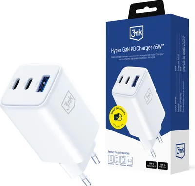 Obrázok produktu pre USB-C USB-A 3mk Hyper GaN PD nabíjačka 65W™ - biela