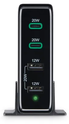 Produktbild von Hama Ladestation 4 Ports, Schnellladegerät, 2x USB-C, 2x USB-A, PD, 60 W, SW