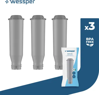Produktbild von Wessper AquaClaro Wasserfilter kompatibel mit Krups, passt viele Modelle von Krups, Siemens, Bosch, AEG, Tefal, Neff, Gaggenau (3er Pack)