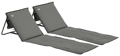 Image de Lot de 2 tapis de plage rembourršŠ dossier inclinable multi-positions acier polyester gris