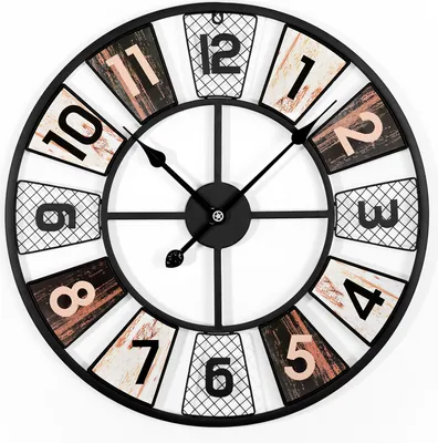 Produktbild von YorbayWanduhr Große 60cm Wohnzimmer Modern Wanduhr Rund Metall Arabische Ziffern, Uhren für Schlafzimmer, Vintag Stil Küchen Dekoration