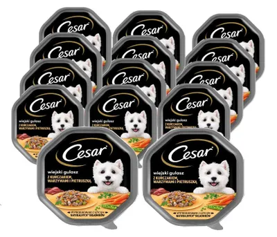 Produktbild von Cesar Schale Feuchtfutter für Hunde 14x150g in Soße Hähnchen Gemüse Petersilie
