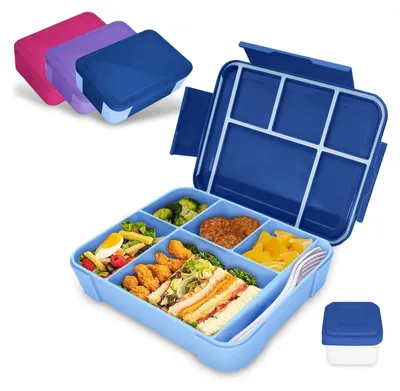 Produktbild von Brotdose Kinder mit Fächern, Bento Box Kinder, Auslaufsicher Lunchbox Kinder, Brotbox für Mädchen & Jungen, Snackbox, Perfekt für Schule, Kindergarten & Ausflüge
