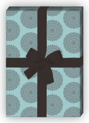 Produktbild von Designer ethno Geschenkpapier, Dekorpapier mit großen Kreisen, hellblau, - G8774, 32 x 48cm