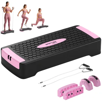 Produktbild von SPORTNOW Steppbrett höhenverstellbar Fitness Aerobic Stepper 11/16 cm Rosa