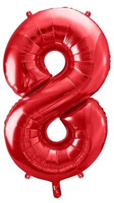 Immagine prodotto di Palloncino in foil numero "8", 86 cm, rosso