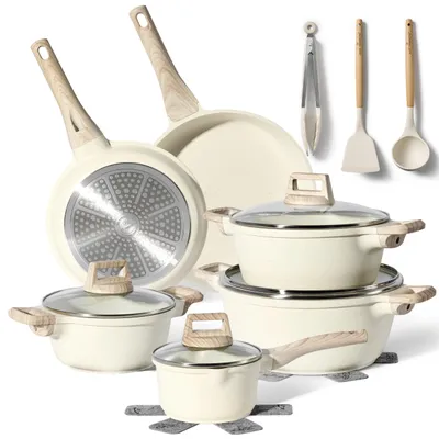 15-tlg. Kochtopfset Induktion, antihaftbeschichtet, 24+28 cm, beige