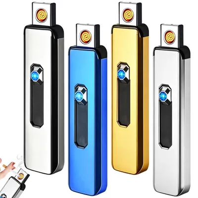 Produktbild von Elektronisches Sturmfeuerzeug USB Wiederaufladbar 4 Stück Winddicht Flammenlos für Kerzen