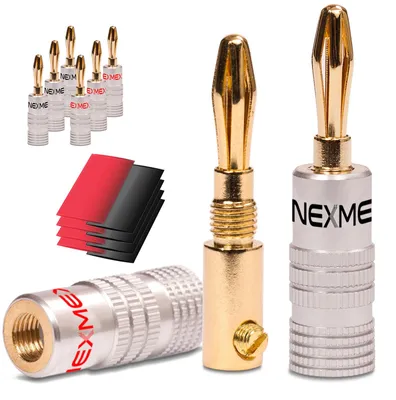 Produktbild von Bananenstecker mit Schrumpfschlauch vergoldet 8x Stecker NEXMEX Steckverbinder