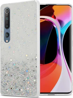 Produktbild von Cadorabo Hülle für Xiaomi Mi 10 / Mi 10 PRO in Transparent mit Glitter Schutzhülle aus flexiblem TPU Silikon mit funkelnden Glitter Case Cover Etui Handy Hülle