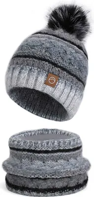Produktbild von Winter-Set mit Mütze & Schal für Damen - 2-tlg. Strick-Set mit Innenfutter für doppelte Wärme & nahtlosen Übergang