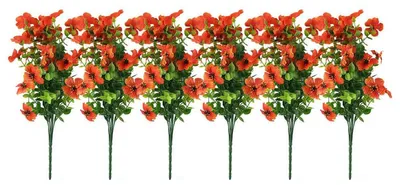Produktbild von 6 Bündel künstliche Blumen, UV-beständige Kunstpflanzen, künstliche Kunststoffblumen für den Außenbereich, Garten, Fensterkasten, Veranda, Heimdekoration (Orange-Rot)