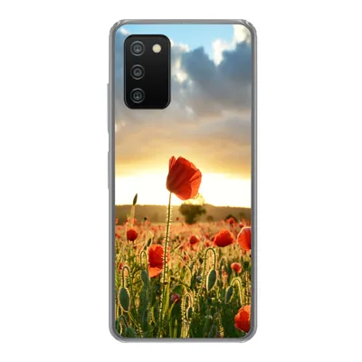 Produktbild von MuchoWow® Handyhülle Schutzhülle Hülle für Samsung Galaxy A03s Bunter Himmel über vielen Mohnblumen Silikon Softcase Handy Hülle - Schutz