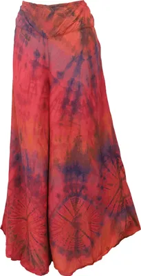 Produktbild von Batik Palazzohose, Hosenrock, Batikhose, Schlaghose, Hippie Goa Hose - Rot, Damen, Viskose, Hosen