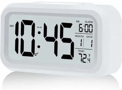 Obrázok produktu pre Digitálne budíky s LED displejom – budíky do spálne s ukazovateľom teploty – budíky s funkciou odloženia budenia – ideálne pre deti aj dospelých – biele