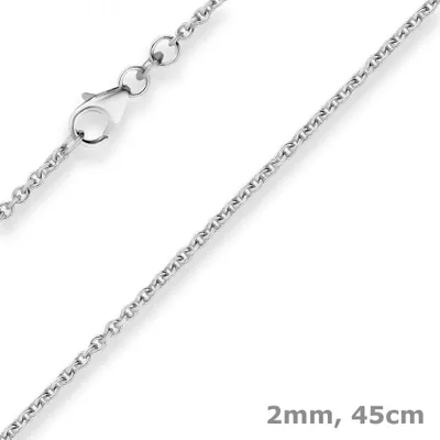 Produktbild von 2mm Rund-Ankerkette Goldkette Collier Halskette aus 333 Gold Weißgold 45cm