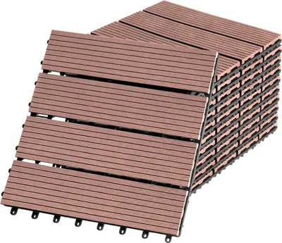 Obrázok produktu pre TRMLBE terasové dlaždice balkónová podlaha 30x30cm balkónové dlaždice click systém WPC terasový plast vo vzhľade dreva Montovateľné pre záhradu balkón terasa (sada 22 na 2m², hnedá)