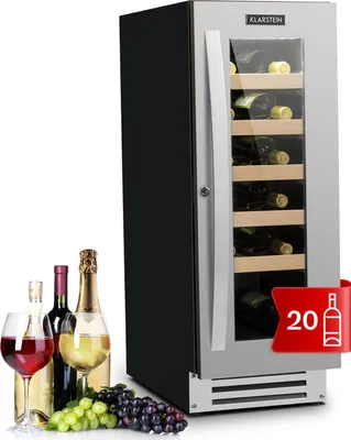 Image de Klarstein Cave a Vin Encastrable, Caves à Vin de 50L avec une Porte en Verre, Cave a Vins à Zone Unique, Bar Intérieur/Extérieur, Frigo Vin, Cave a Vin de Vieillissement, Cave à Vin 20 Bouteilles