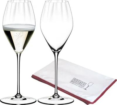 Produktbild von Riedel PERFORMANCE Champagner Glas 2er Set + Poliertuch