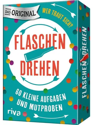 Produktbild von Flaschendrehen: 60 lustige Aufgaben und Mutproben | Das Original. Der Spieleklassiker für alle ab 12 Jahren perfekt für Klassenfahrt, Geburtstag und als Geschenk