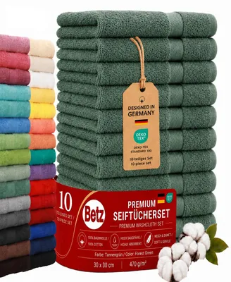 Produktbild von Betz Premium Seiftücher Set 10-teilig – 10× Seiftuch 30×30 cm, 100% Baumwolle 470 g/m², weich & saugstark, ® Farbe tannengrün, KI-generiertes Bild