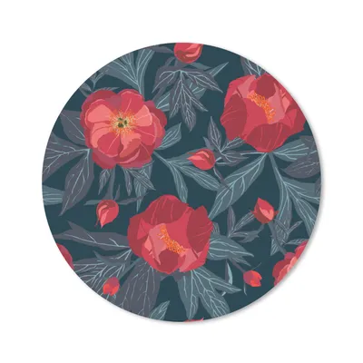 Produktbild von MuchoWow® Mauspad Mousepad Blumen - Rot - Blätter - Muster 40x40 cm - Mousepads - Maus Mat - Pad - Mausunterlage - Schreibtisch Accessoires