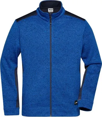 Produktbild von Pflegeleichte Strickfleece Jacke im Materialmix royal-melange/navy, Gr. 3XL